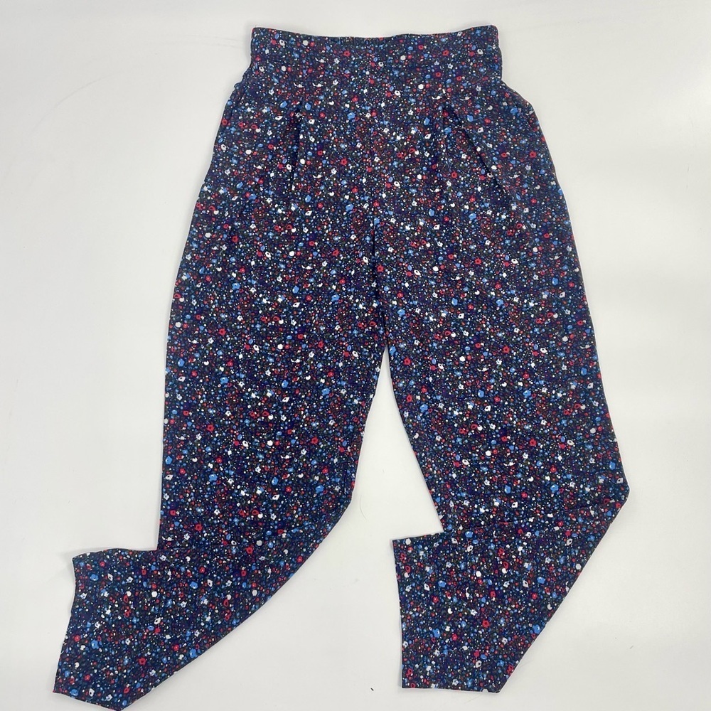 NWT Anthropologie x Stella Nova Olive Pants in Navy Ditzy Blue Floral Print XS - Picture 3 of 14